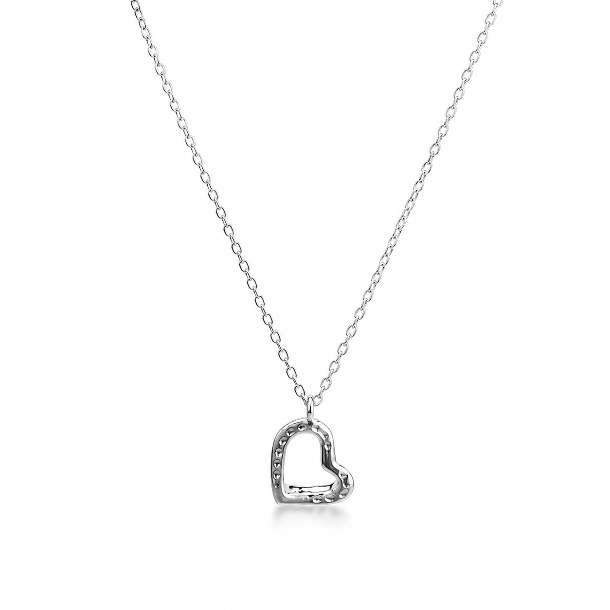 Sterling Silver Open Heart Pendant Necklace | Jiya Gold Palace