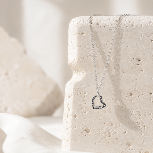 Sterling Silver Open Heart Pendant Necklace