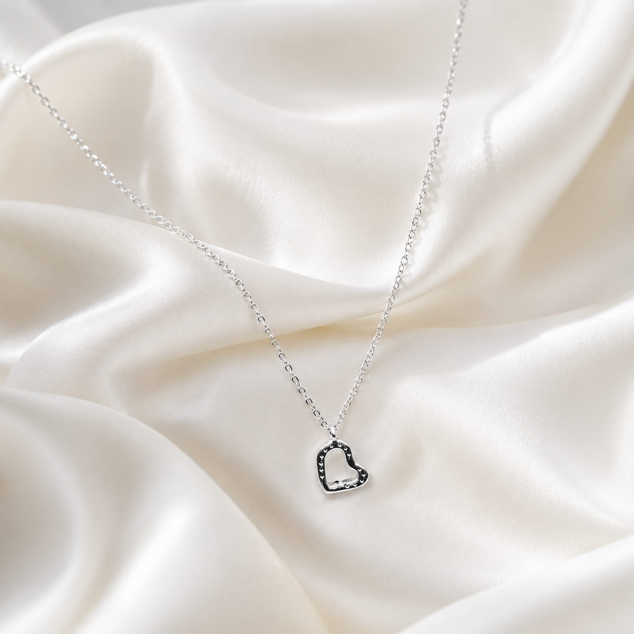 Sterling Silver Open Heart Pendant Necklace | Jiya Gold Palace