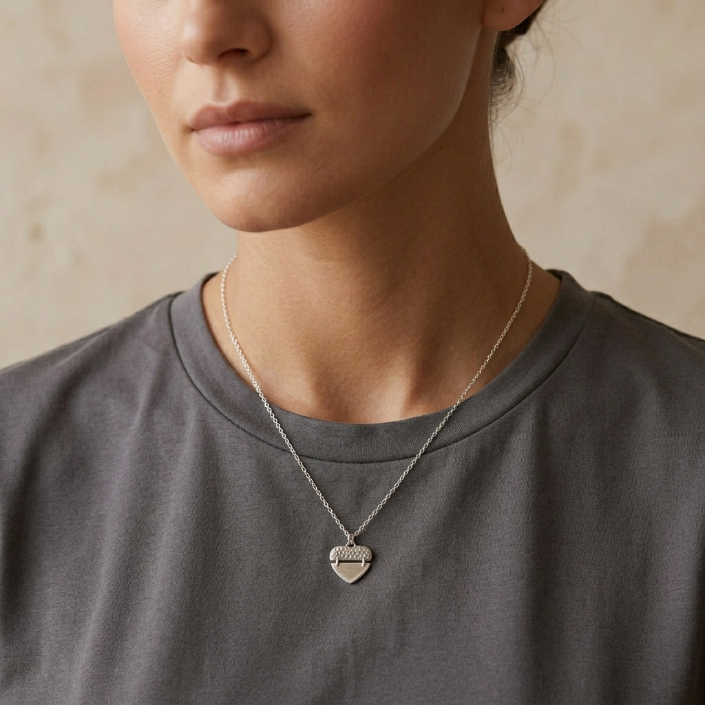 Sterling Silver Textured Heart Pendant Necklace | Jiya Gold Palace