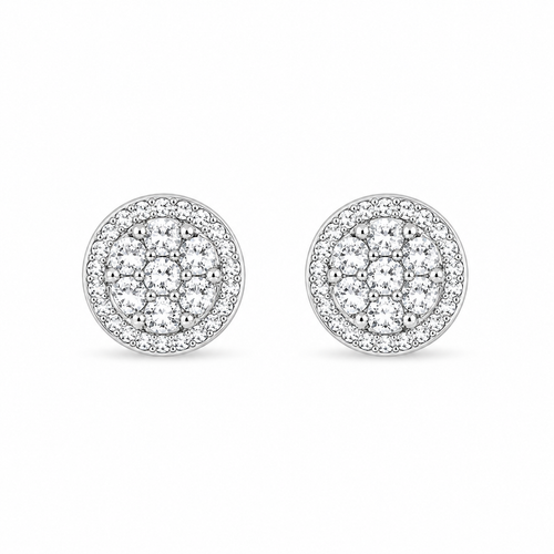 Brilliant Round Halo Cluster Stud Earrings