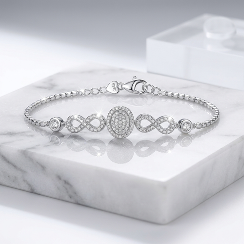 Diamond Look Infinity Silver Bracelet