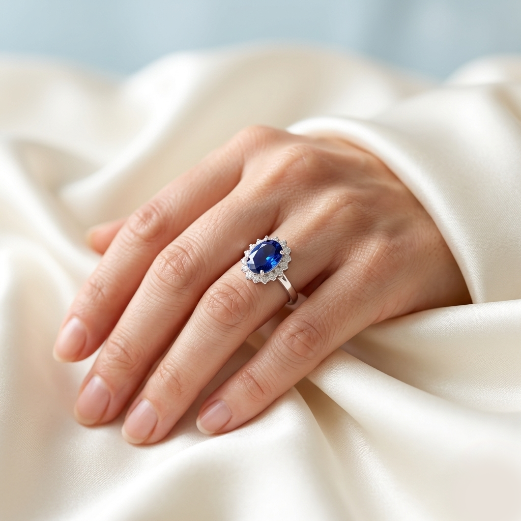 Neelam Elegance Oval Halo Ring