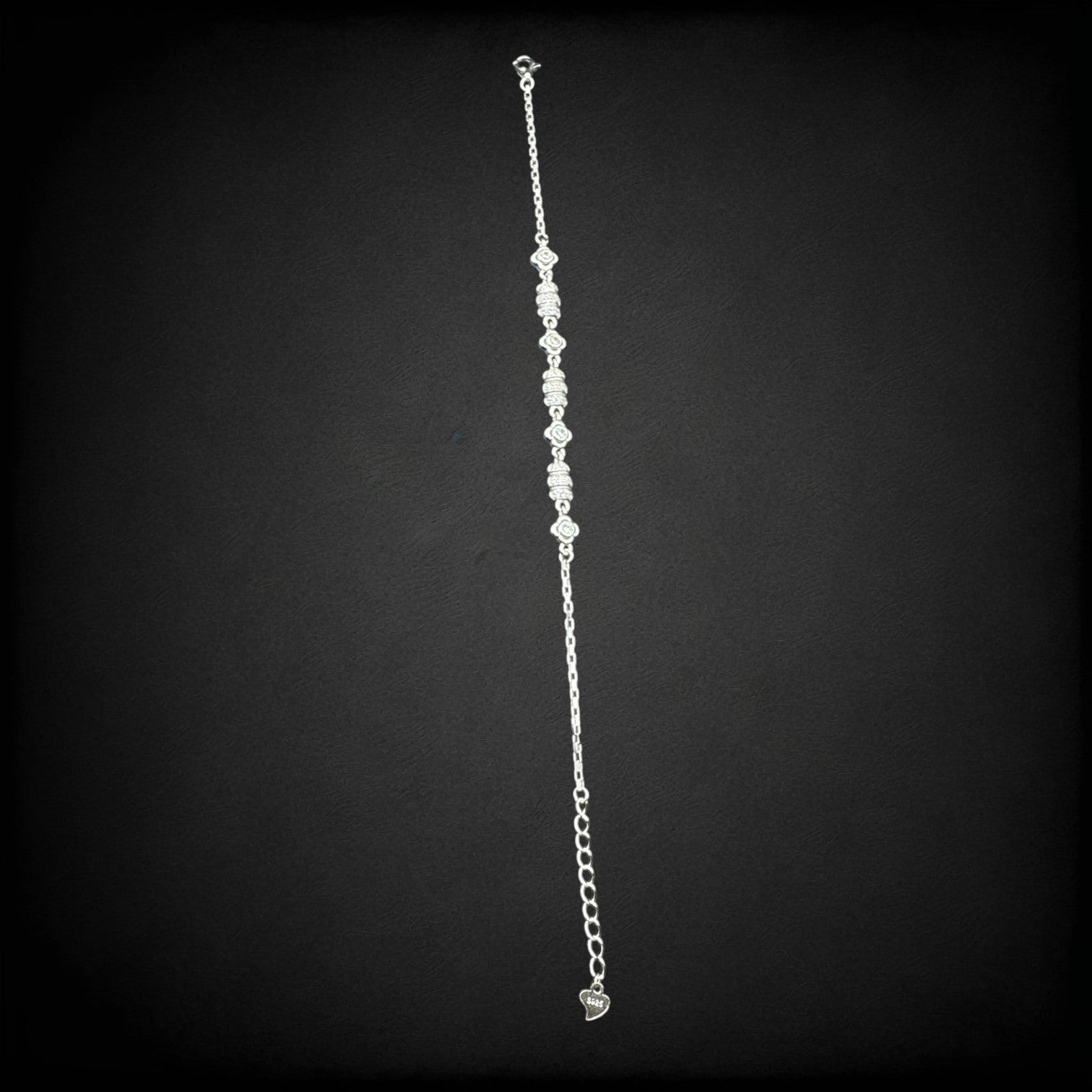 Ornate Floral Link Silver Bracelet
