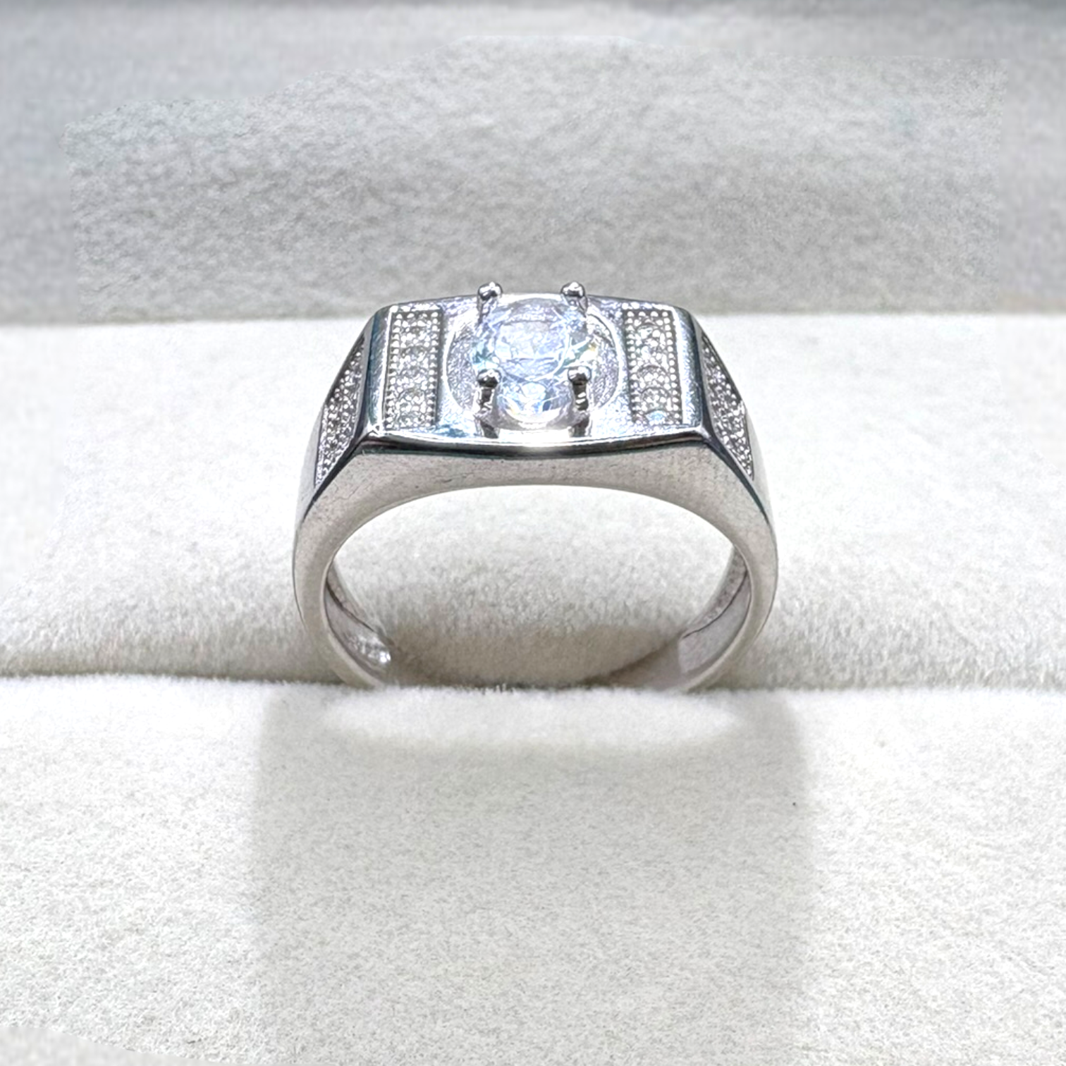 Oval Diamond Silver Ring