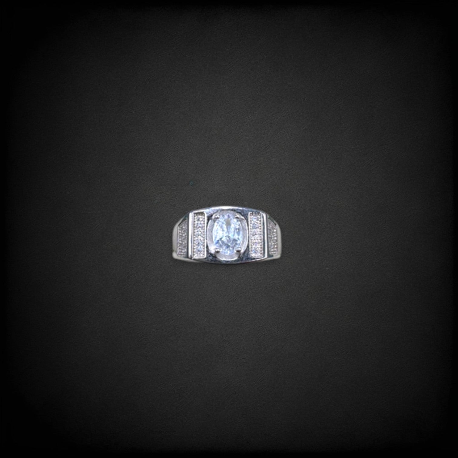 Oval Diamond Silver Ring