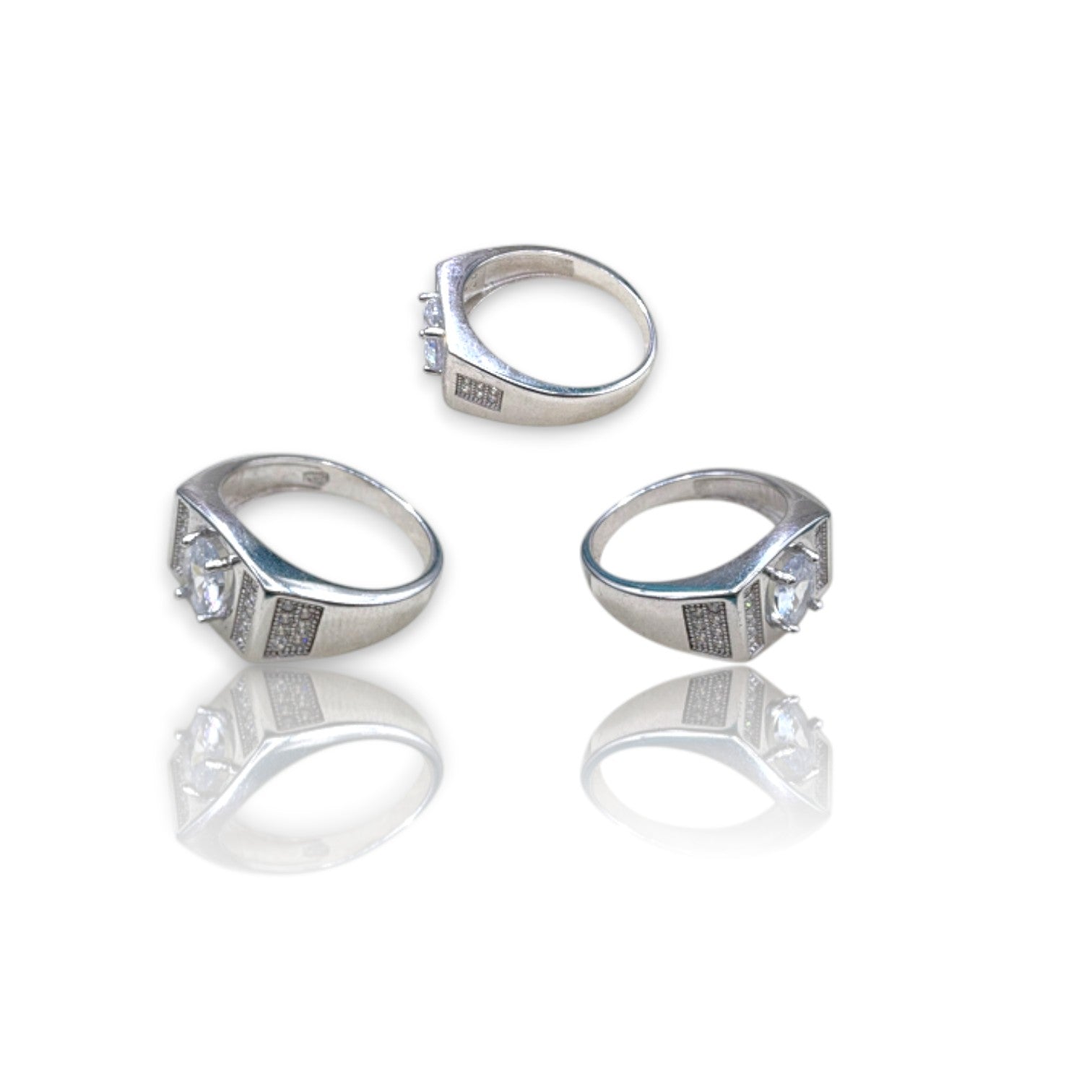 Oval Diamond Silver Ring