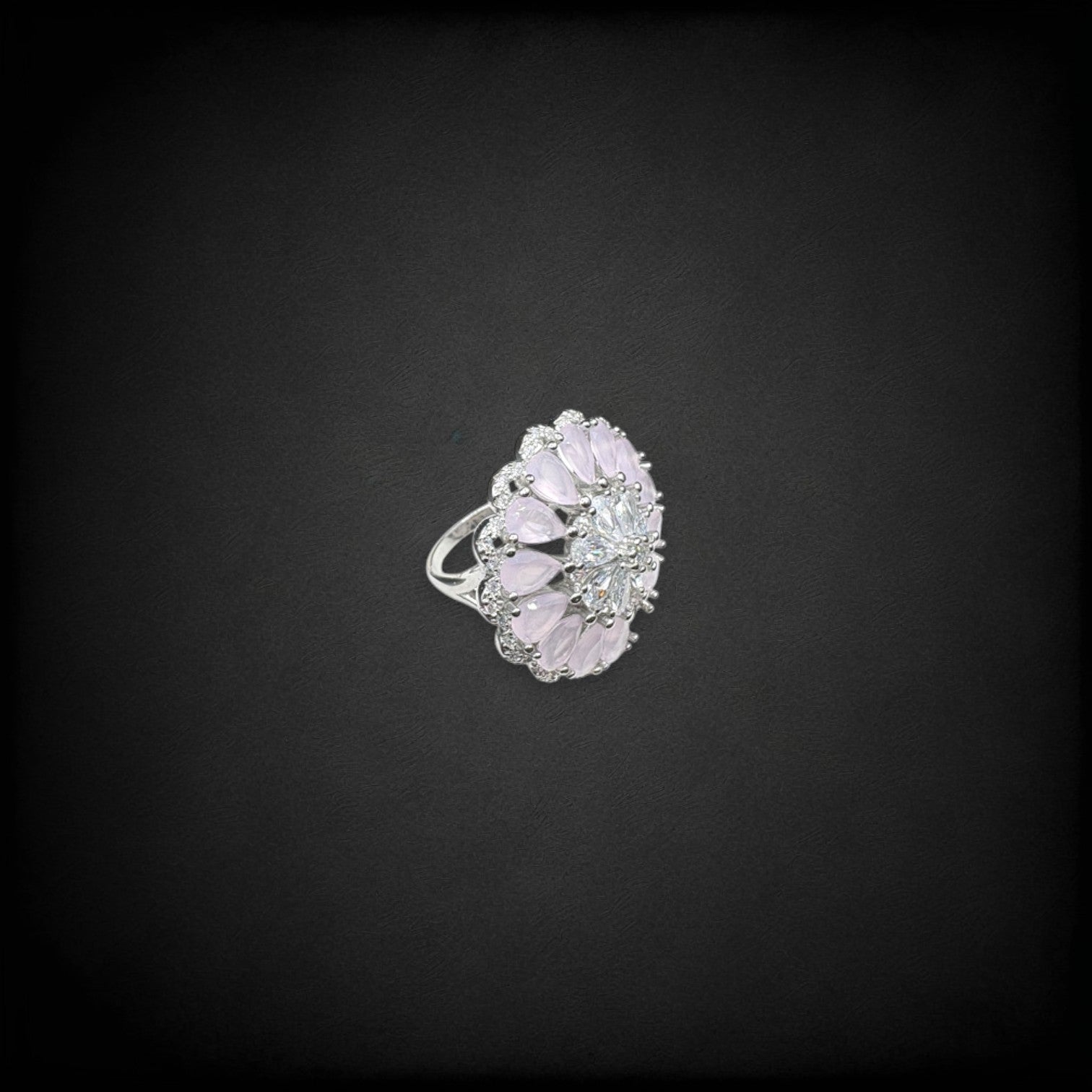 Pink Stone Silver Ring
