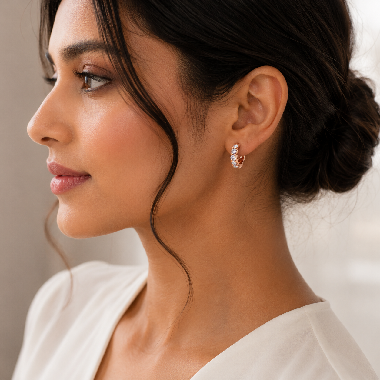 Rose Gold CZ Eternity Huggie Earrings_03