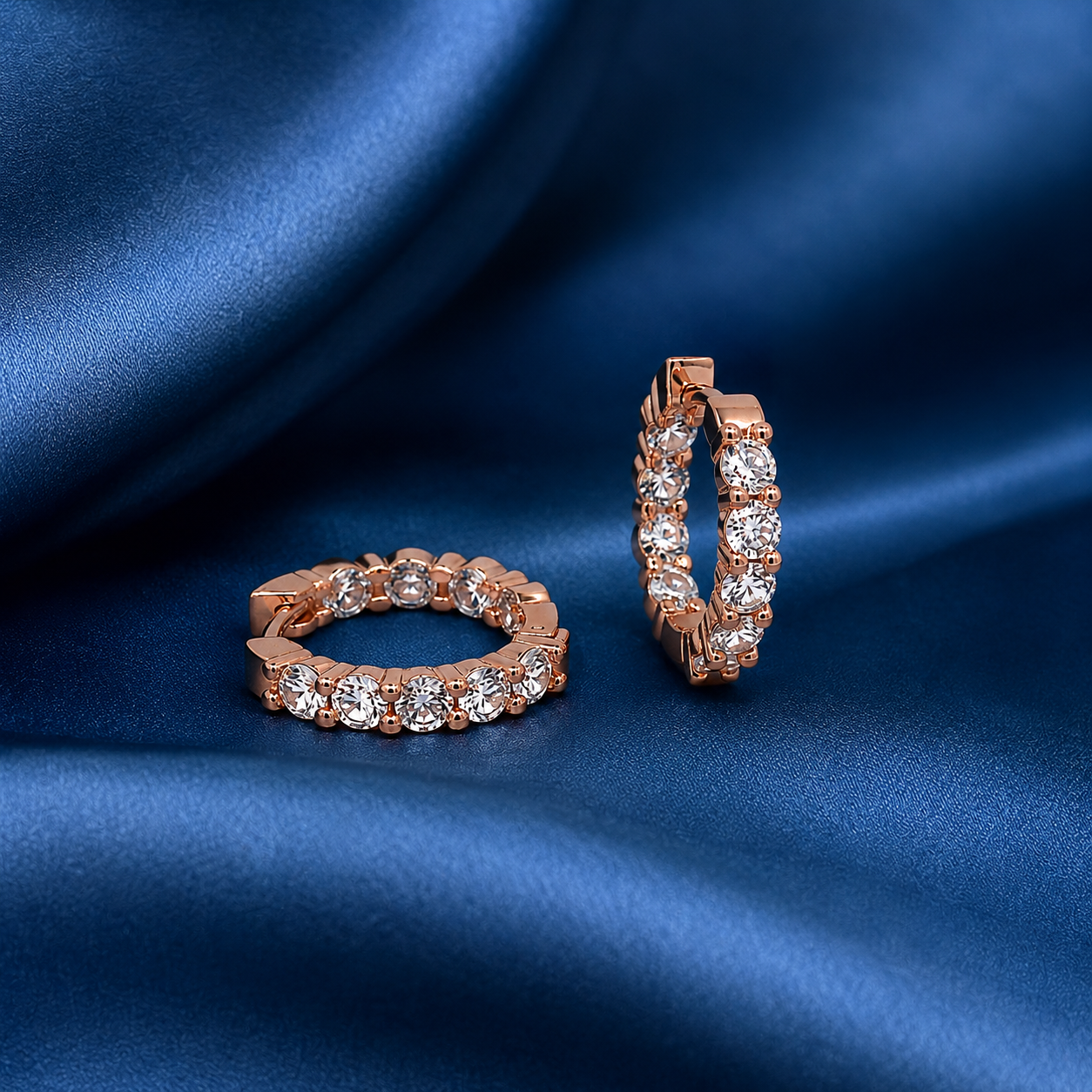 Rose Gold CZ Eternity Huggie Earrings_04
