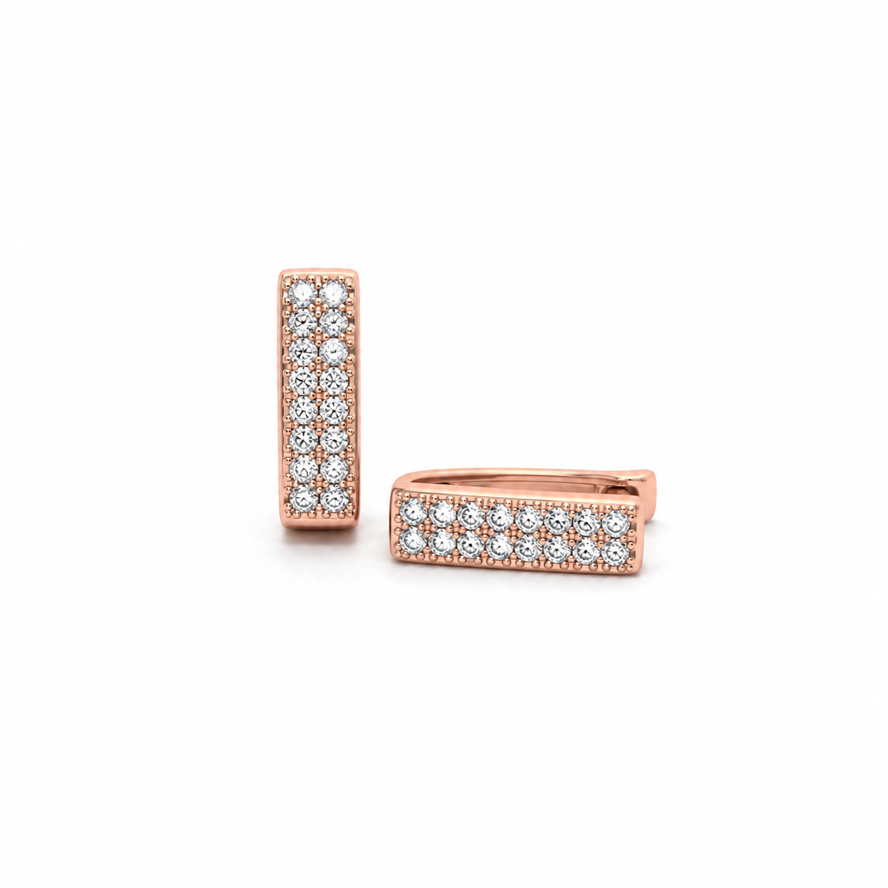 Rose Gold Double Bar Huggie Earrings_01