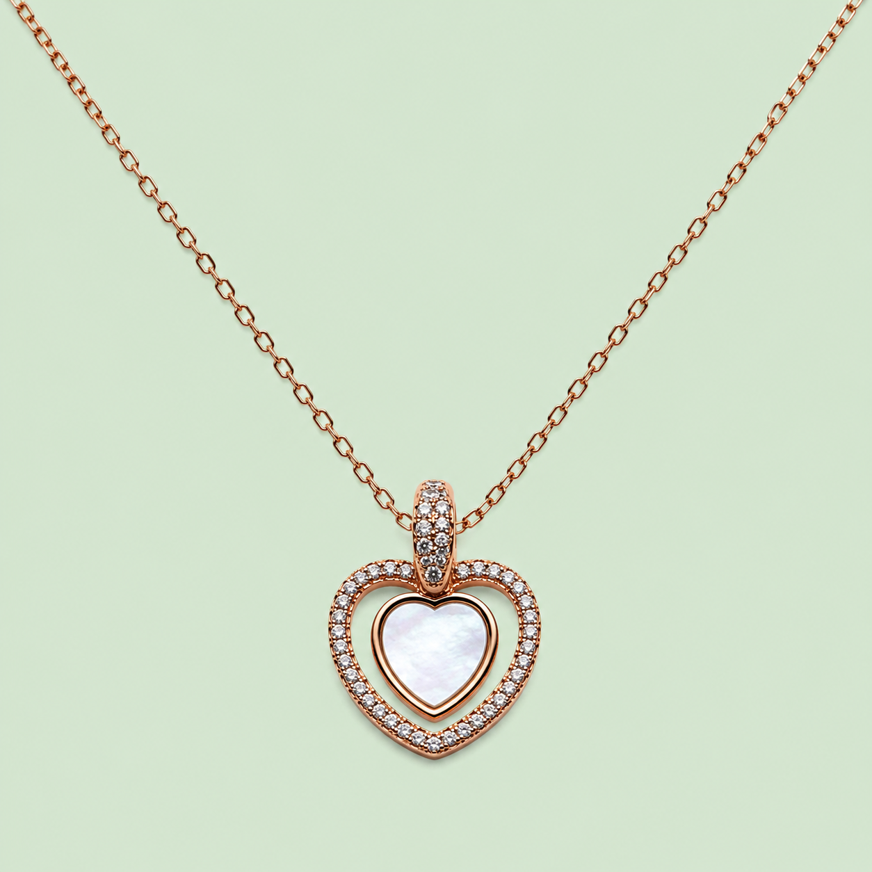 Rose Gold Mother of Pearl Heart Necklace