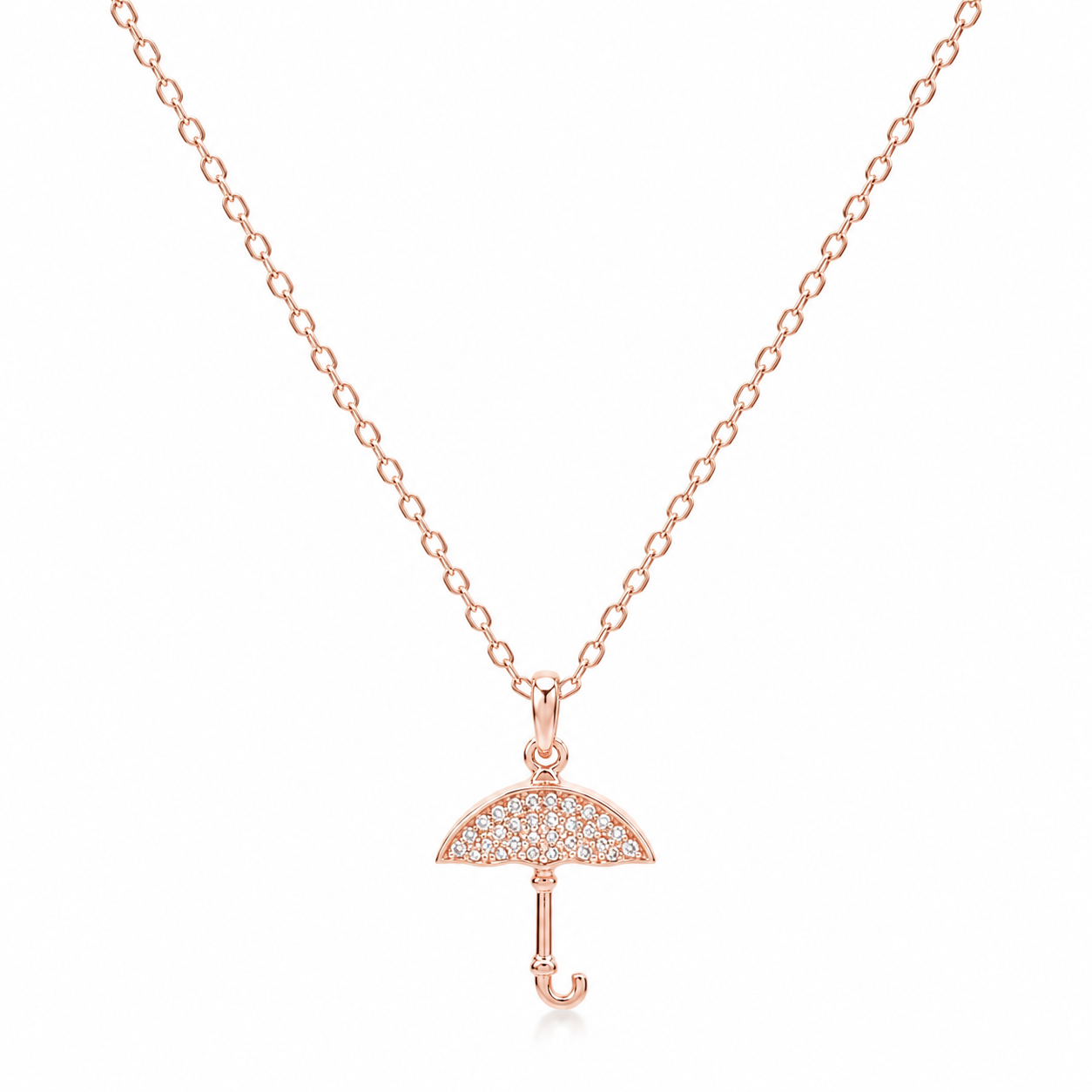 Rose Gold Pave Umbrella Necklace