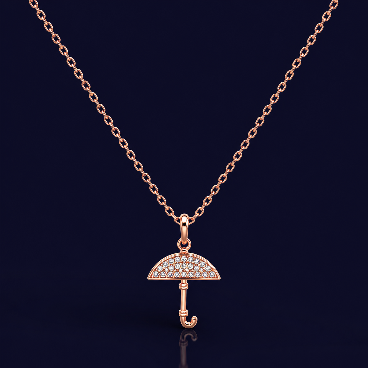 Rose Gold Pave Umbrella Necklace