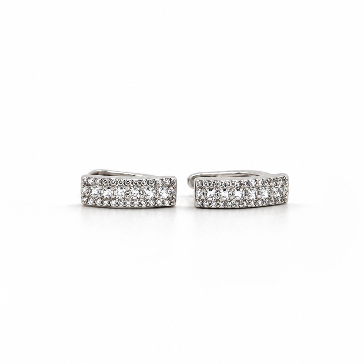 Rose Gold Wide Pave Huggie Earrings