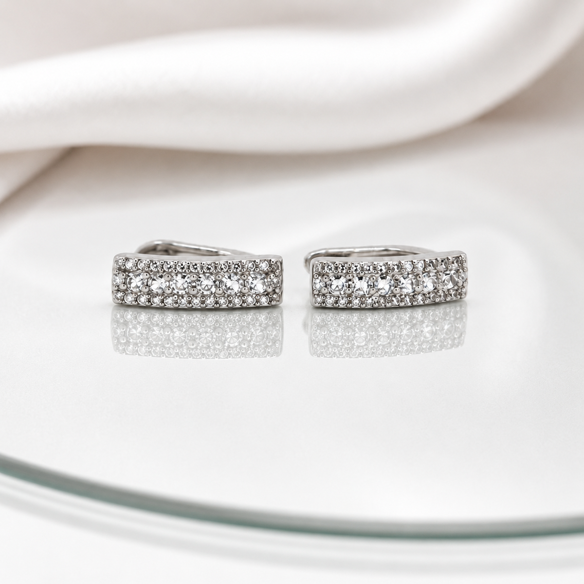 Rose Gold Wide Pave Huggie Earrings