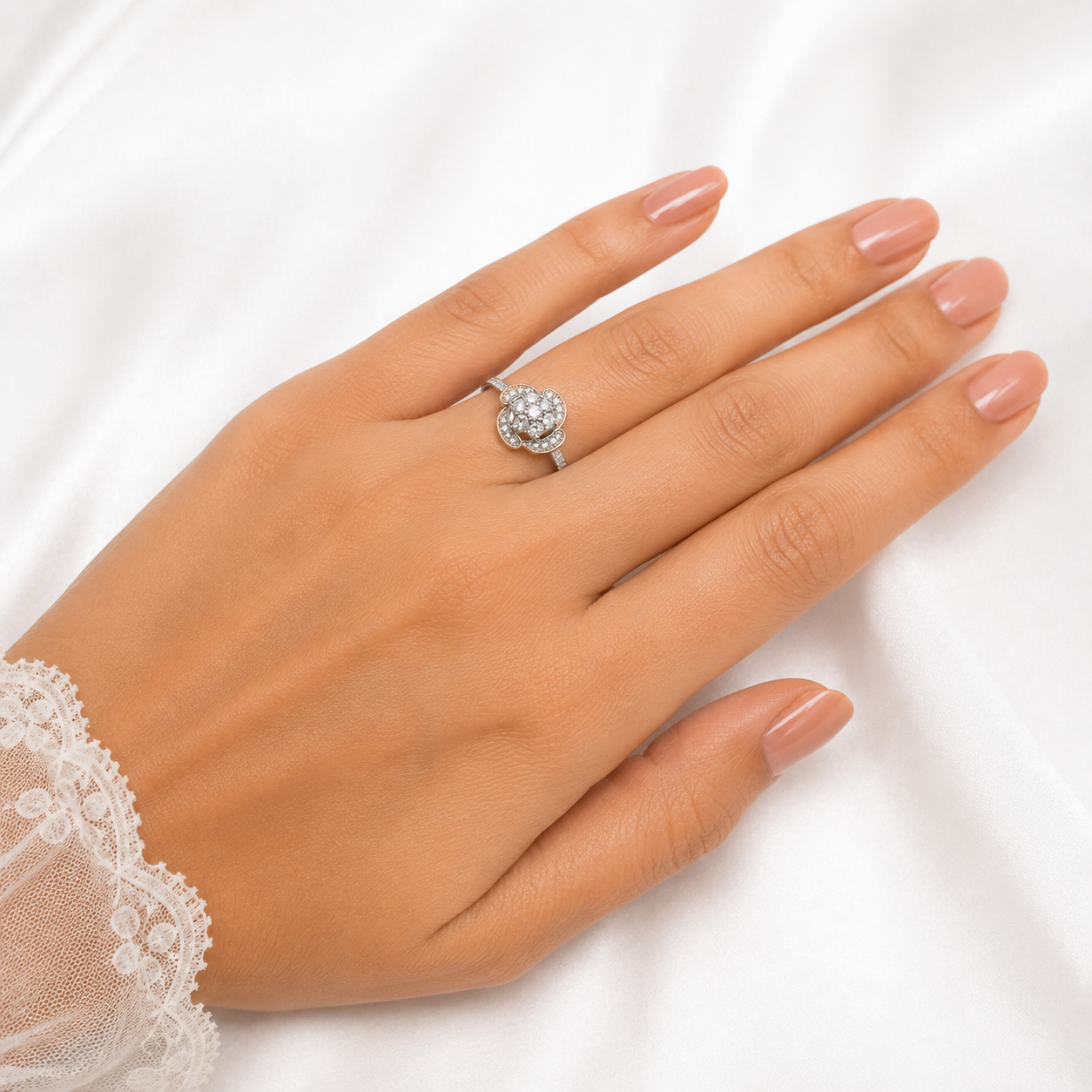 Silver and Rose Gold Rose Flower Ring