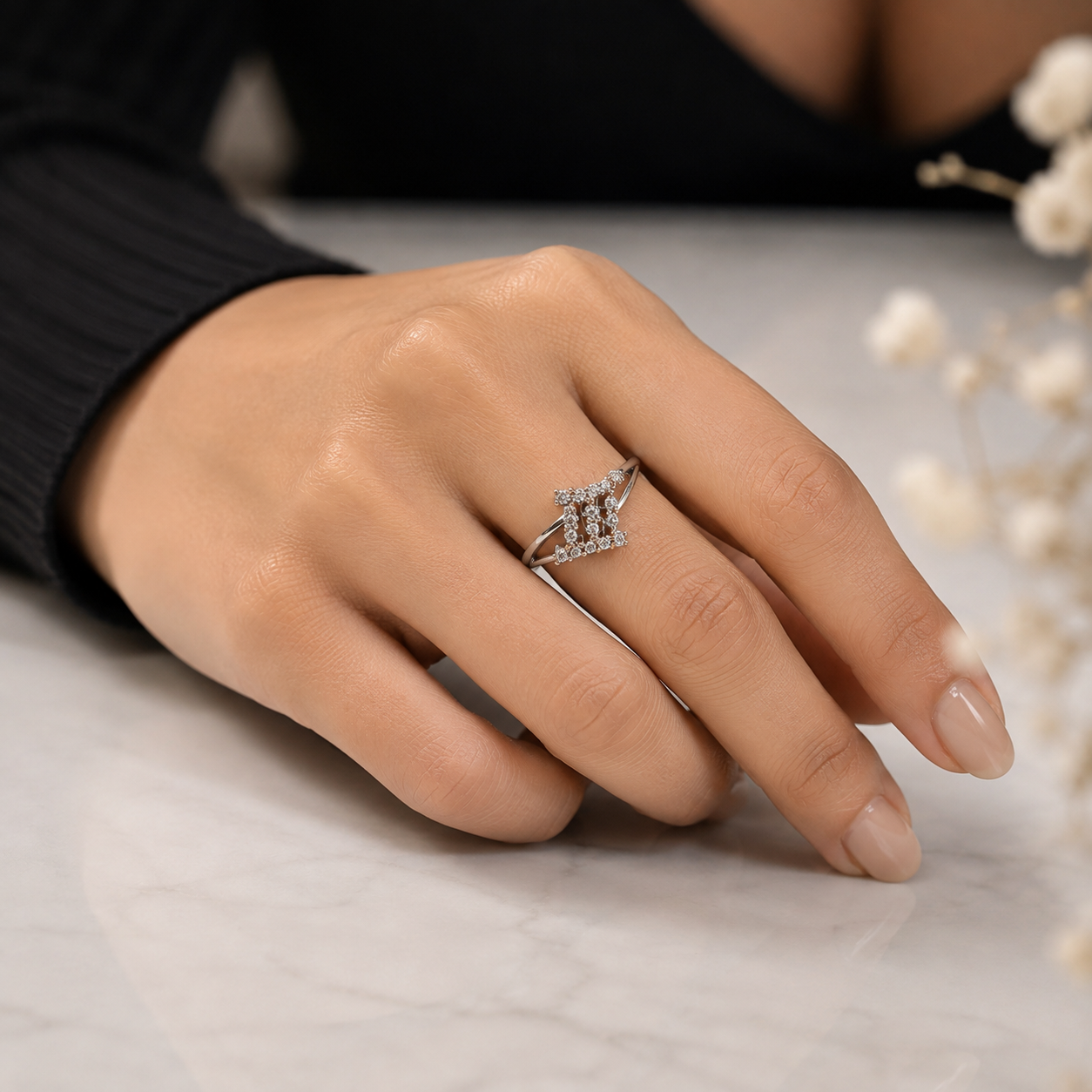 Silver and Rose Gold Stacked Bar Ring