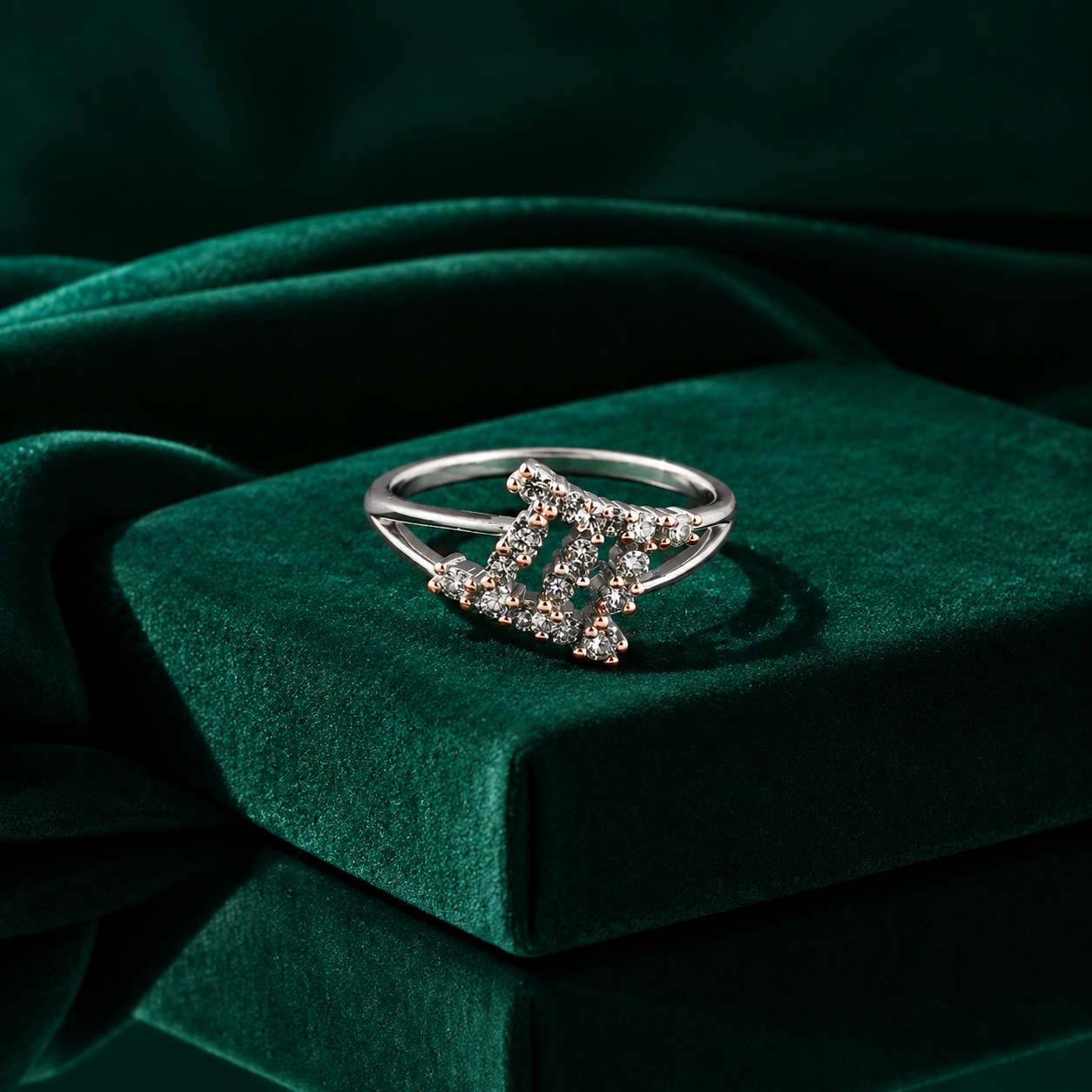 Silver and Rose Gold Stacked Bar Ring