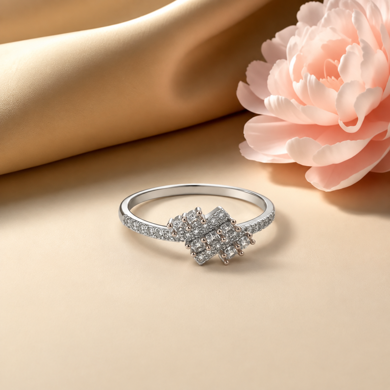 Silver and Rose Gold Twin Bar Ring