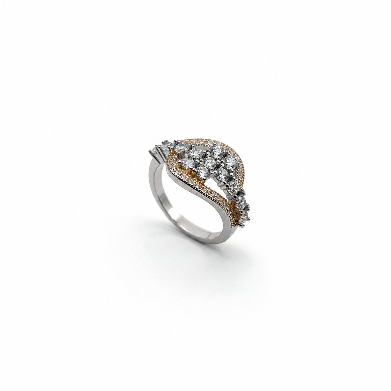 Silver and Rose Gold Wave Ring