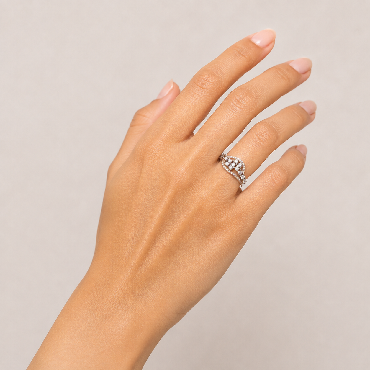 Silver and Rose Gold Wave Ring