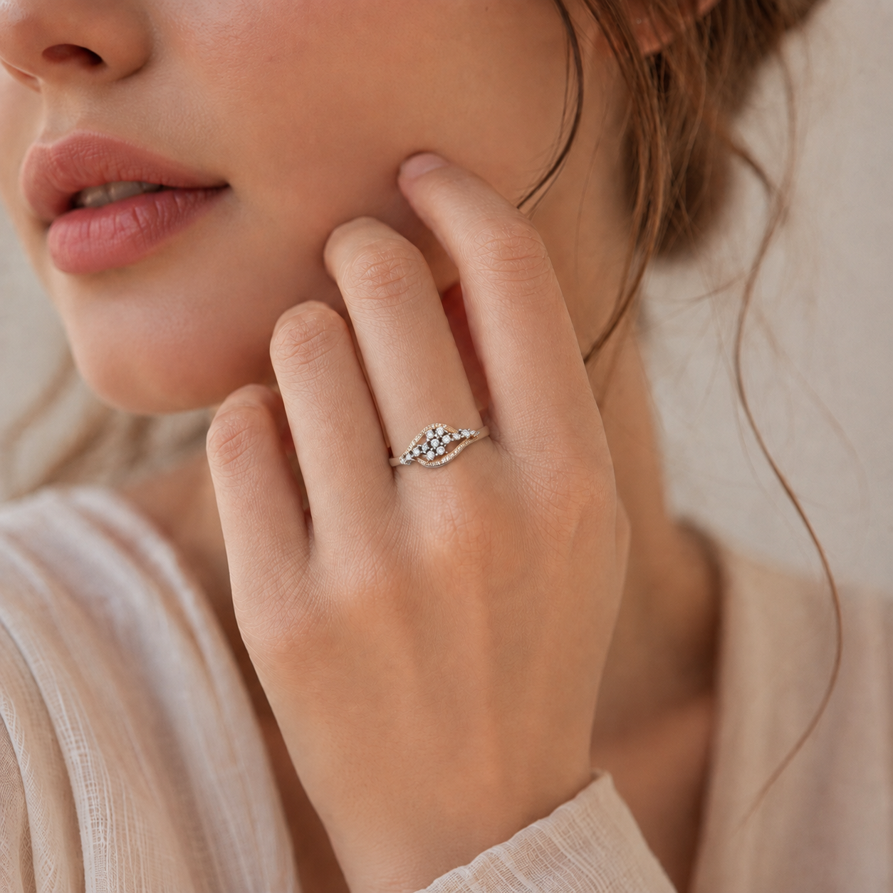 Silver and Rose Gold Wave Ring