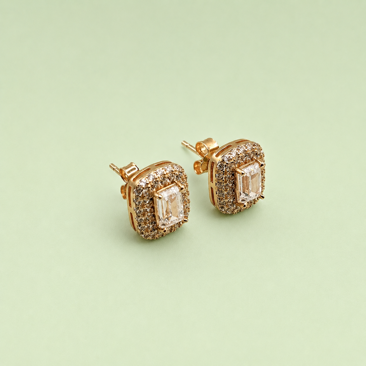 Silver Baguette CZ Stud Earrings