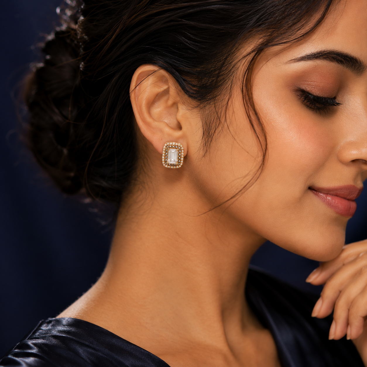 Silver Baguette CZ Stud Earrings