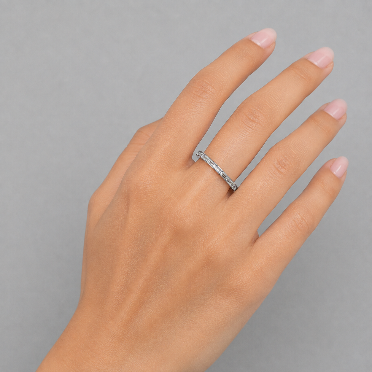Silver Baguette Eternity Band Ring