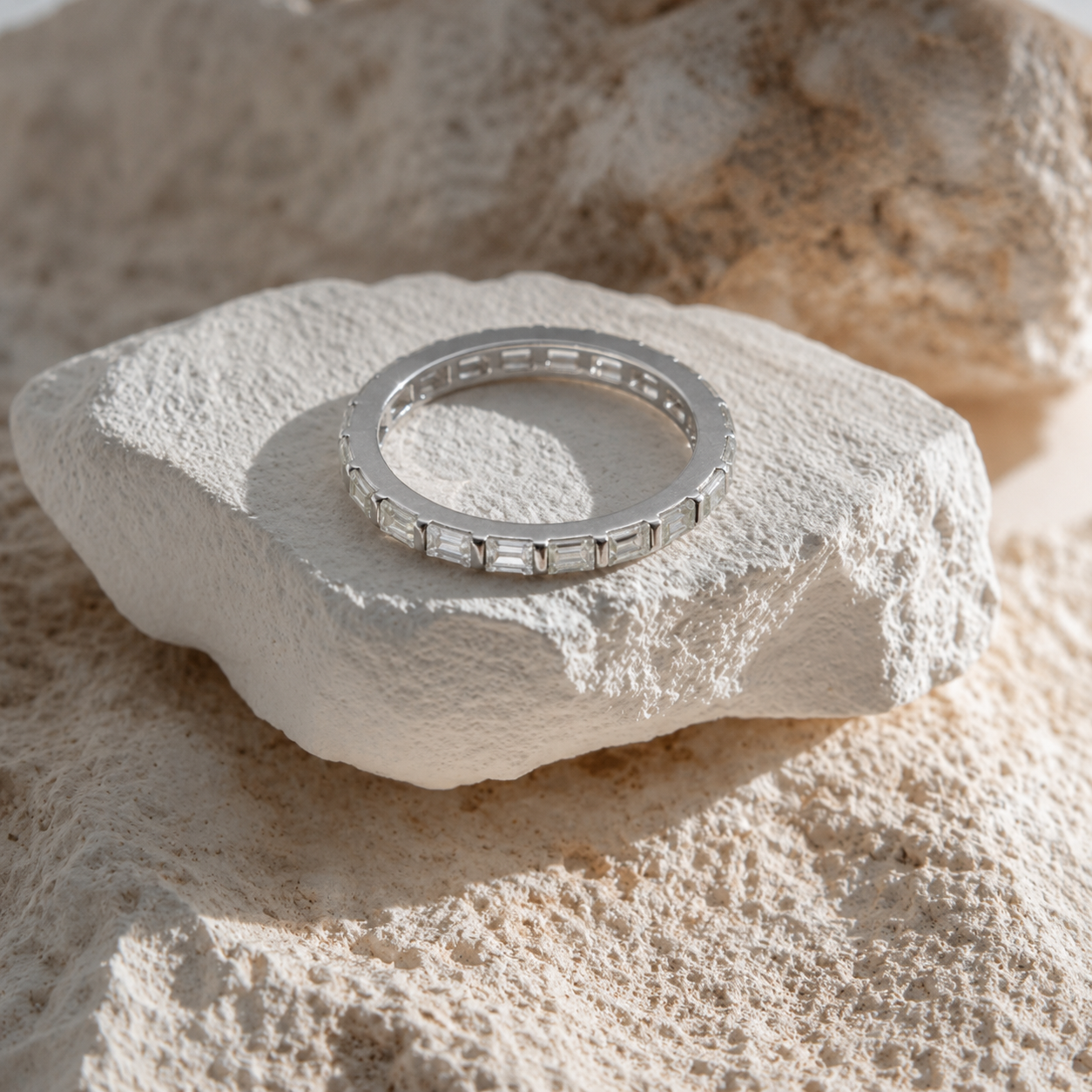 Silver Baguette Eternity Band Ring