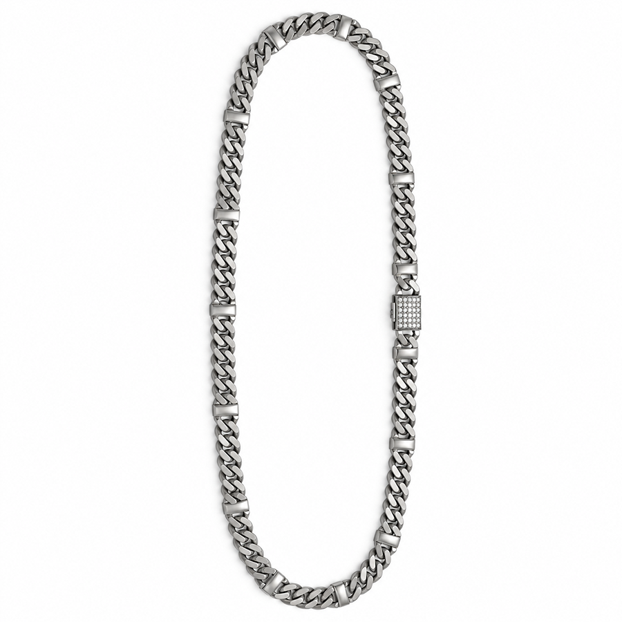 Silver Bar Station Cuban Link Chain
