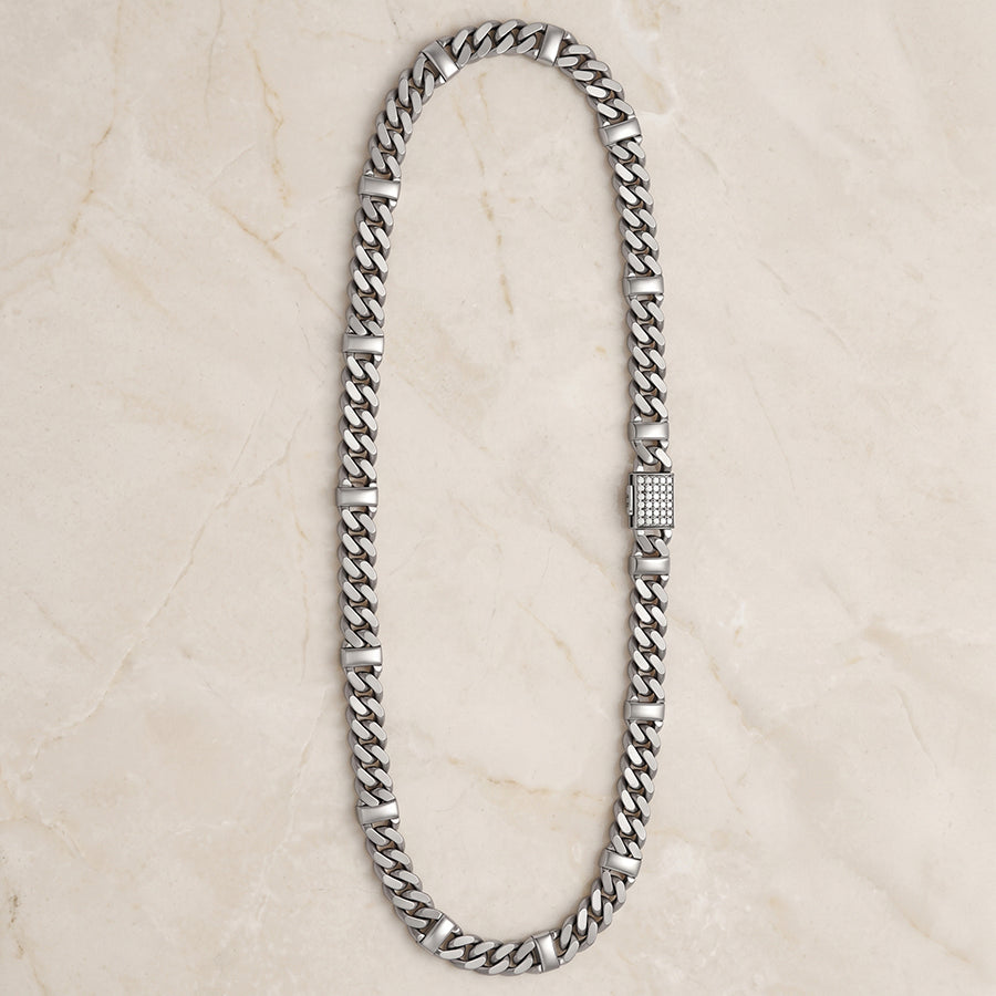 Silver Bar Station Cuban Link Chain