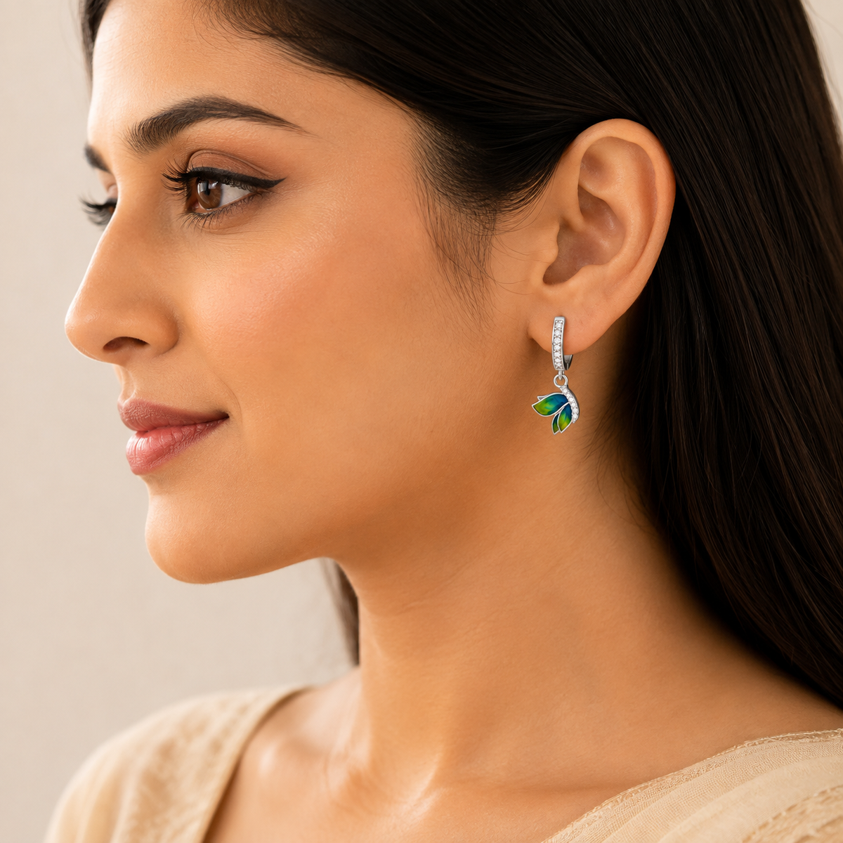 Silver Blue Enamel Drop Earrings