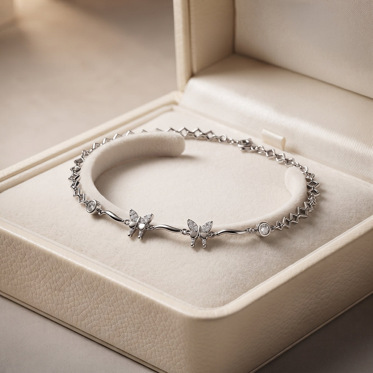 Silver Butterfly Station Bracelet