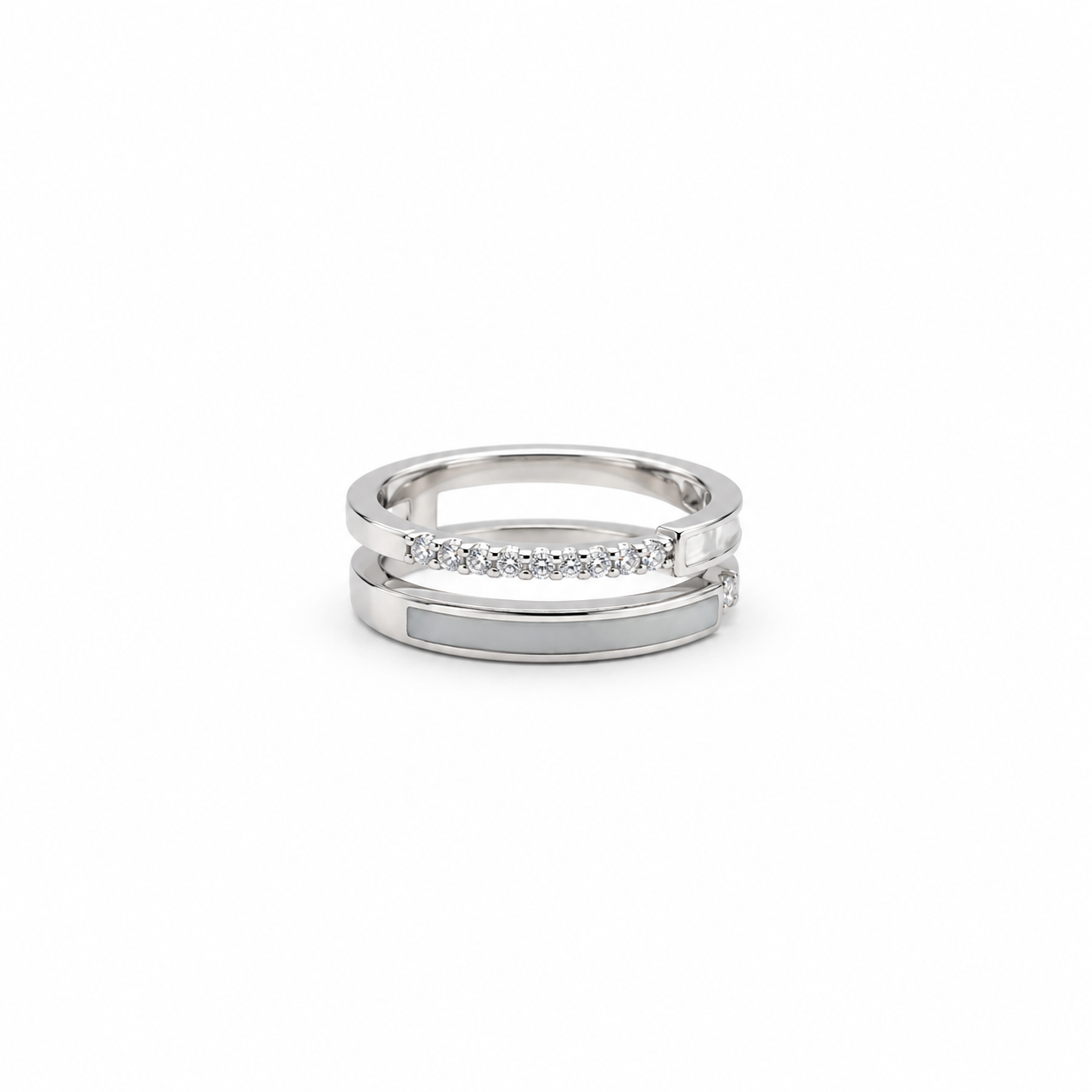 Silver Channel Set Wide Band Ring