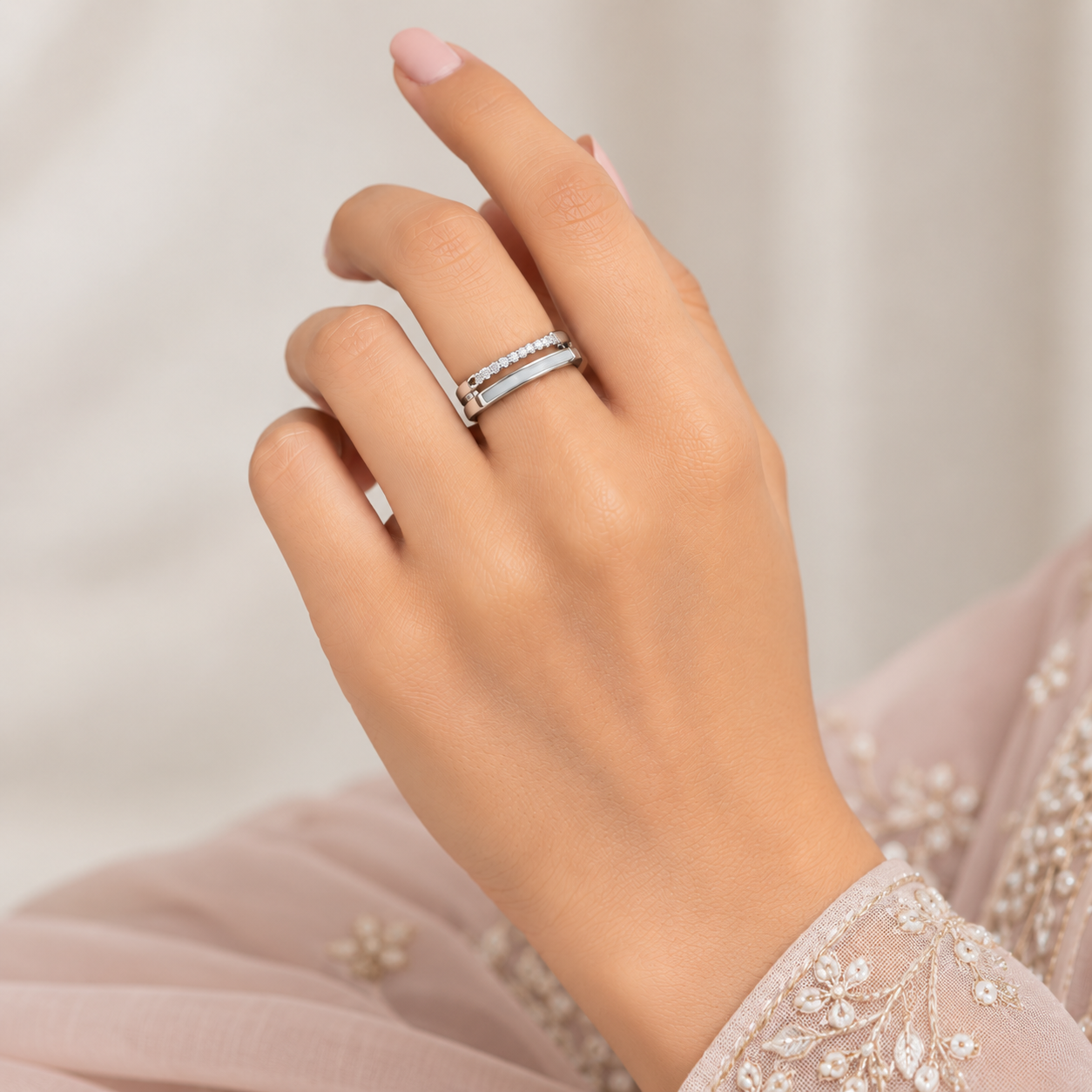 Silver Channel Set Wide Band Ring