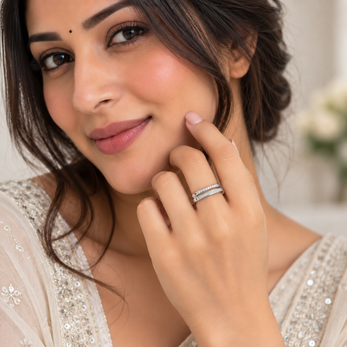 Silver Channel Set Wide Band Ring