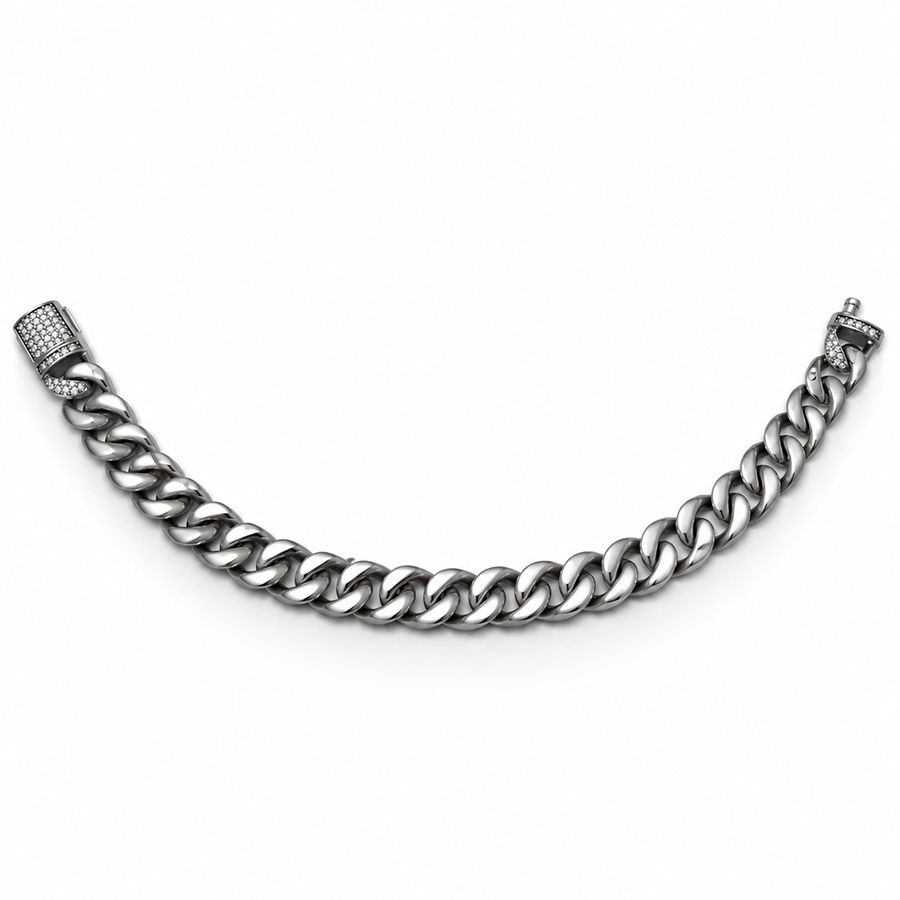 Silver Classic Curb Chain Mens Bracelet
