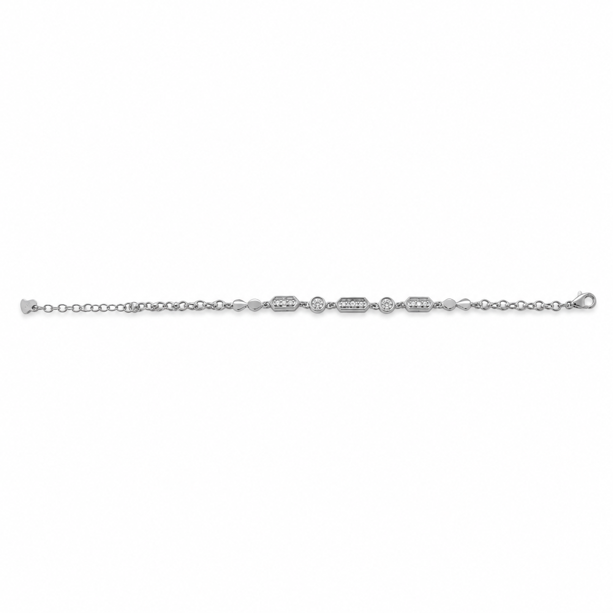 Silver CZ Bar Station Bracelet
