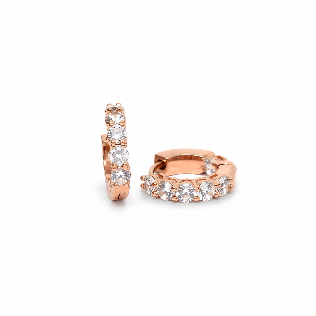 Silver CZ Drop Huggie Earrings