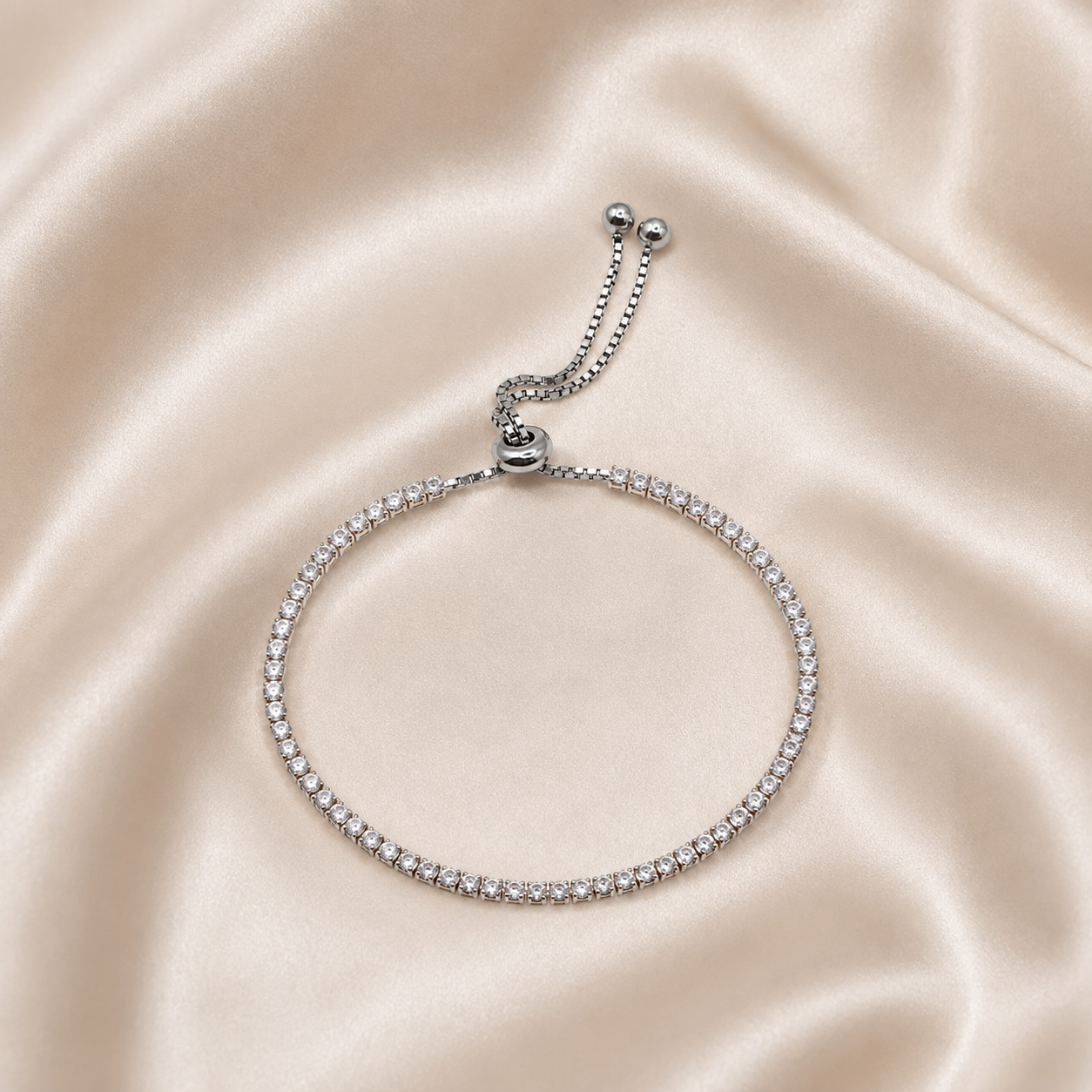 Silver CZ Eternity Slider Bracelet