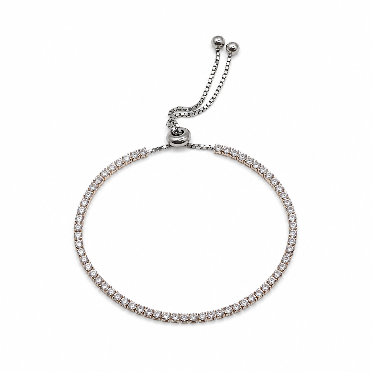 Silver CZ Eternity Slider Bracelet