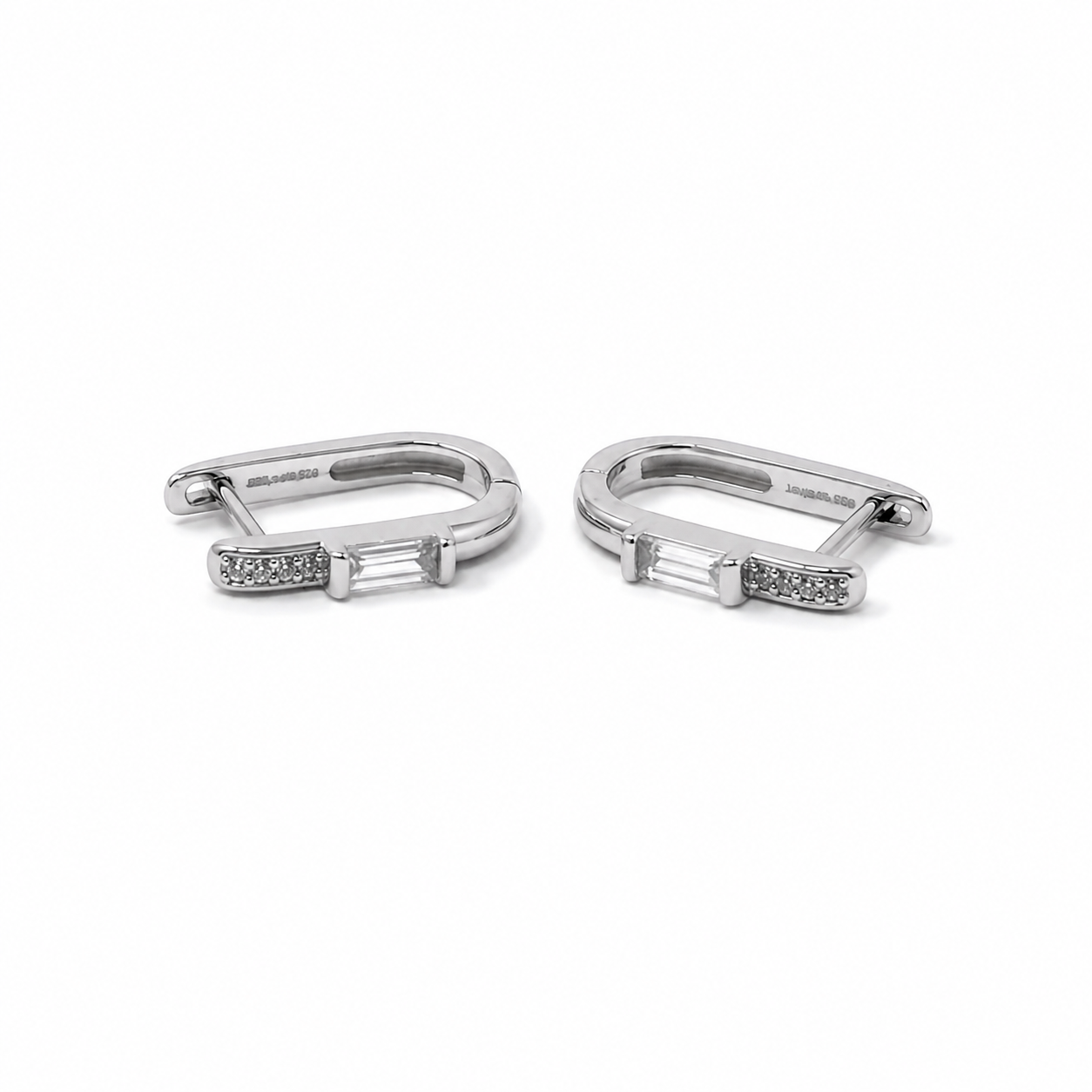 Silver CZ Huggie Hoop Earrings