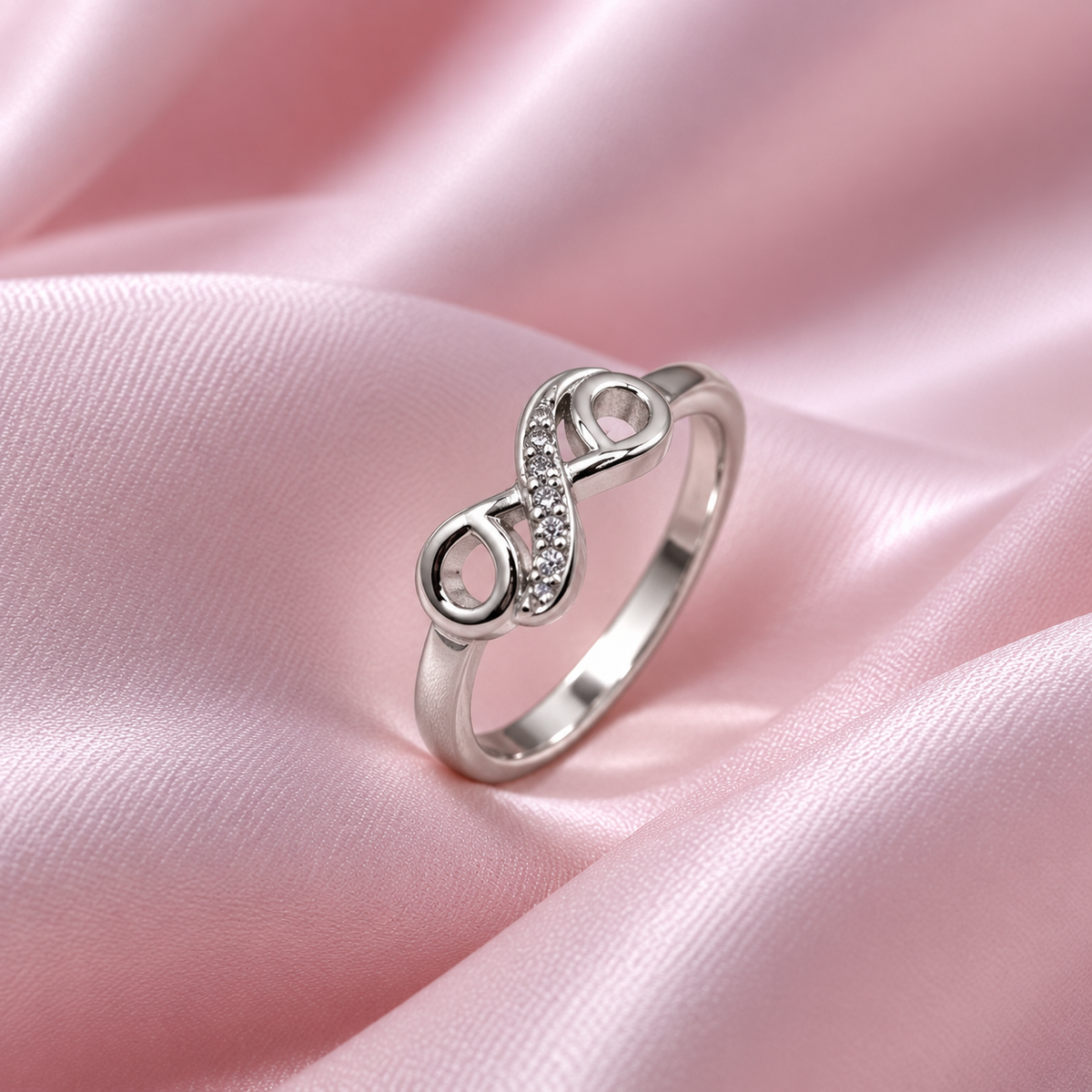 Silver Diagonal Pave Infinity Ring