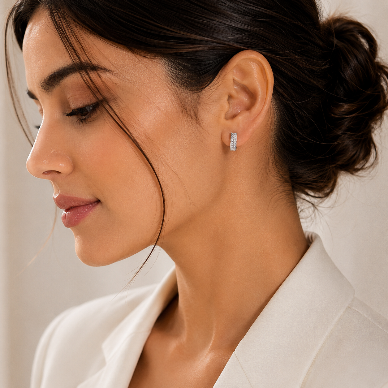 Silver Double Row Pave Huggie Earrings_03