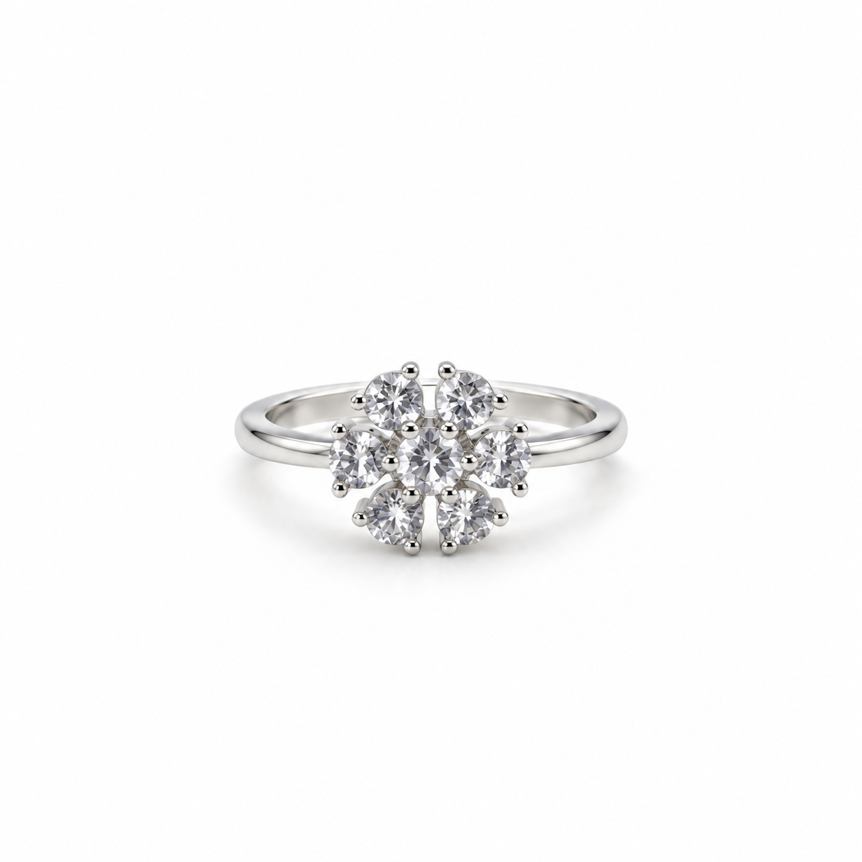 Silver Floral Cluster Ring