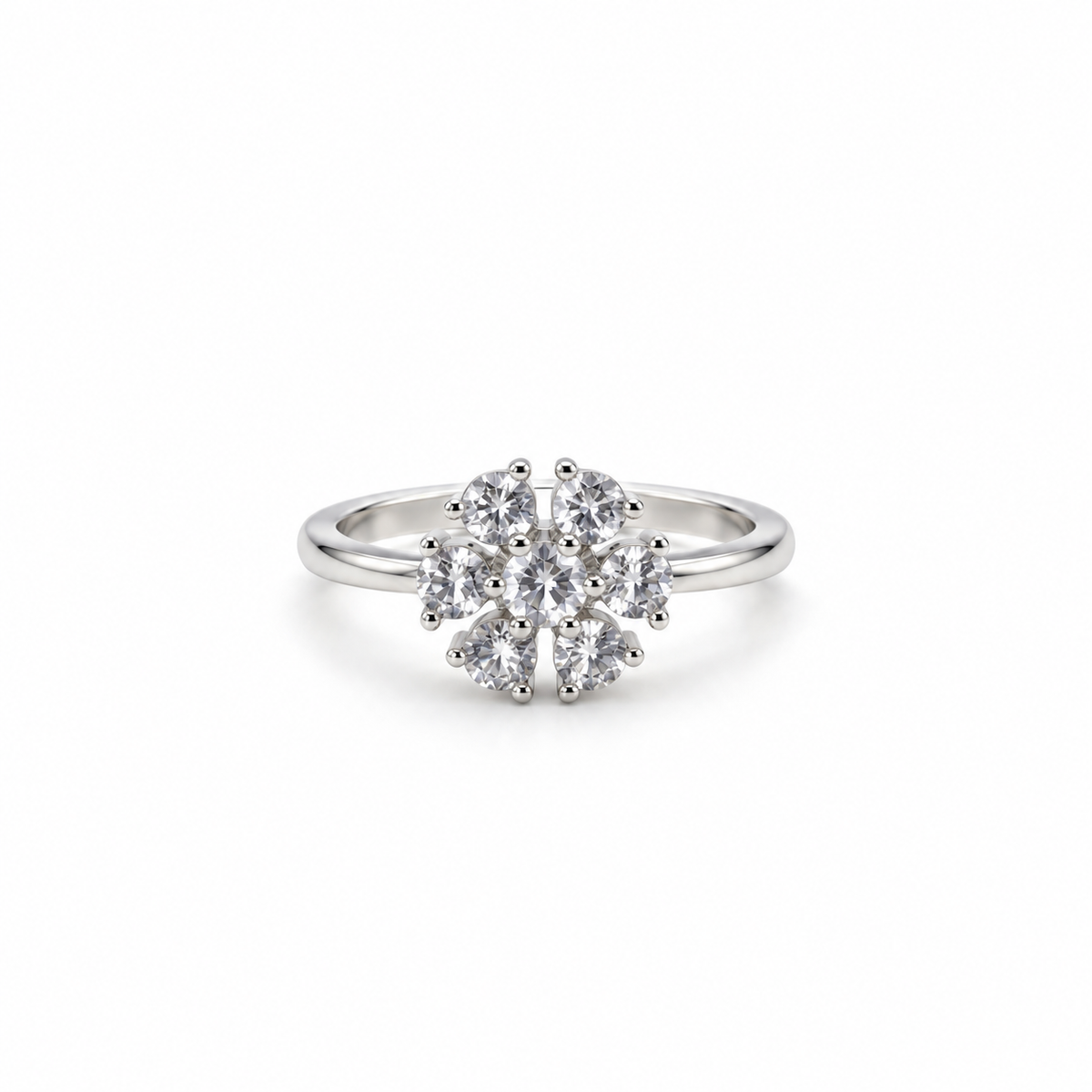 Silver Floral Cluster Ring