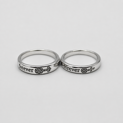 Silver Forever Mars and Venus Couple Band Ring