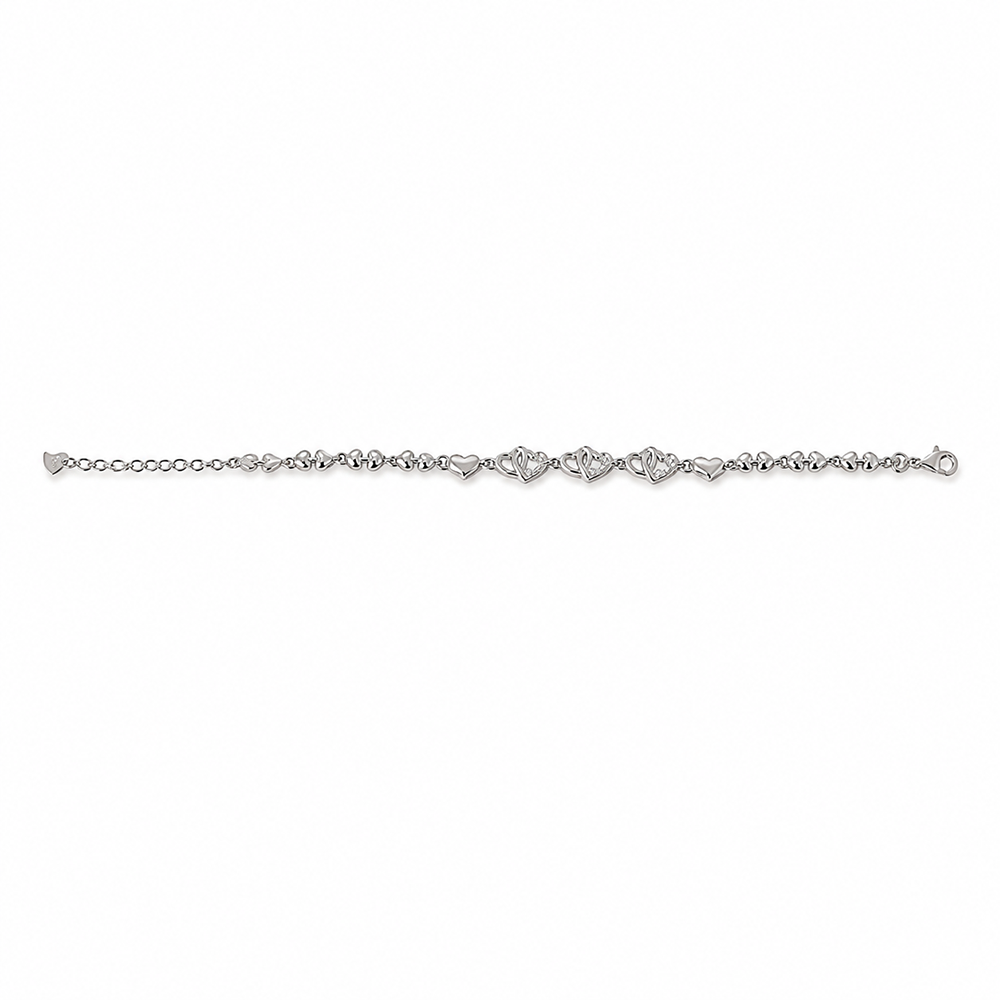 Silver Heart Link Bracelet